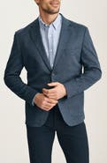 34 Heritage Matteo Slim Fit Navy Mélange Cotton & Linen Piqué Sport Coat