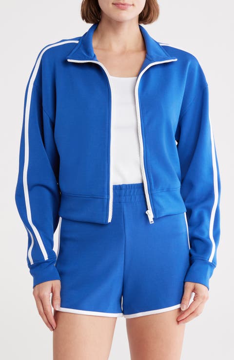 Contrast Trim Knit Full Zip Jacket