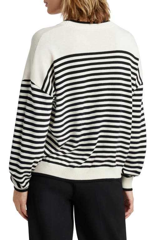 Splendid Sabrina Stripe Sweater In Black/ice Stripe