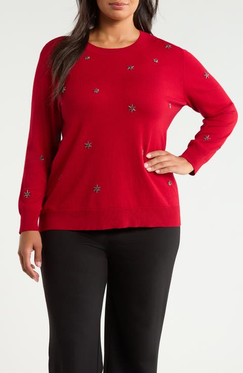 Star Embellished Crewneck Sweater