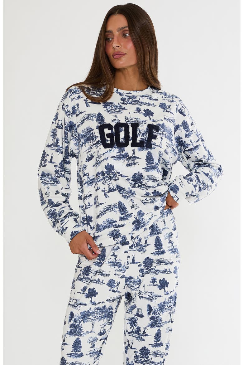 Cassia Print Lounge Sweatshirt, Alternate, color, EVENING GOLF TOILE