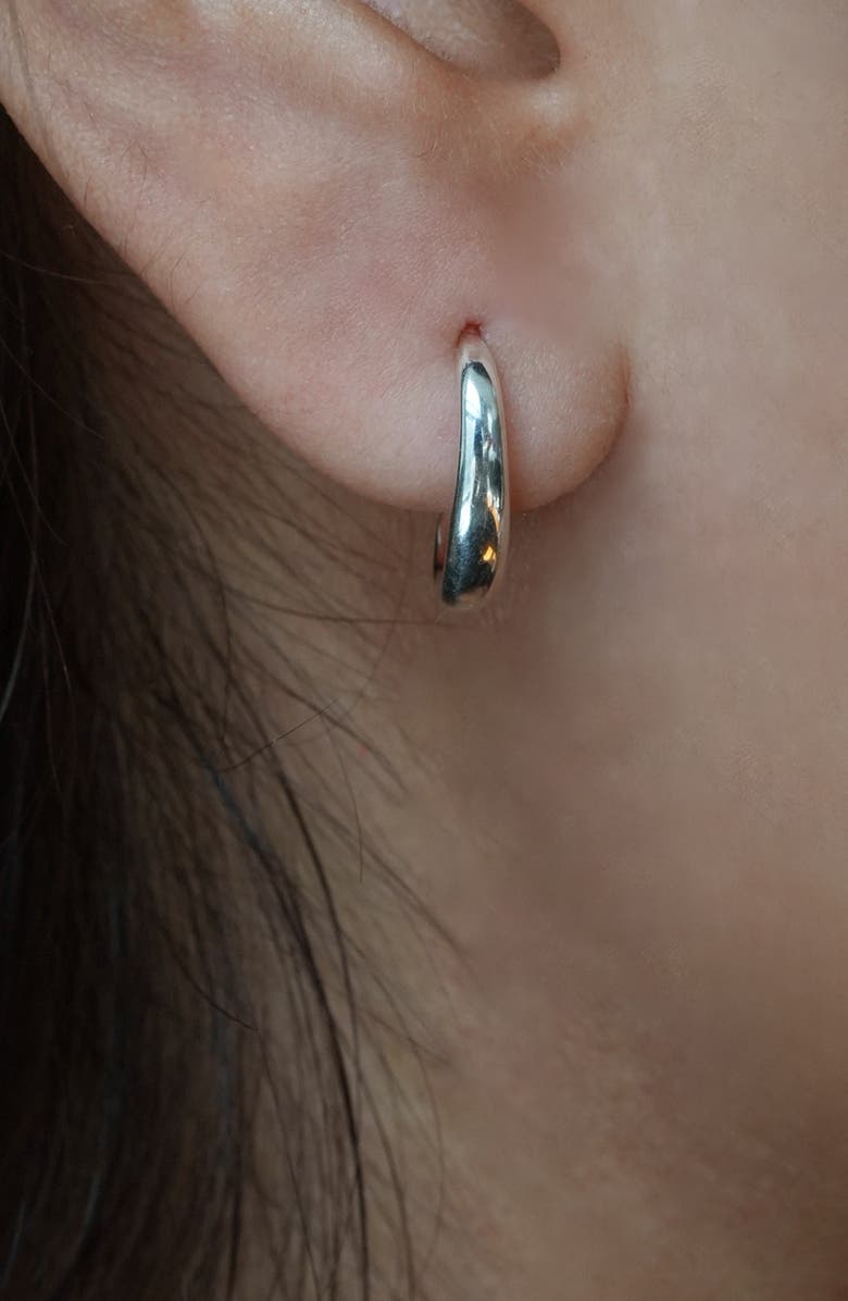 Argento Vivo Sterling Silver Small Oval J-Hoop Earrings, Alternate, color, Silver