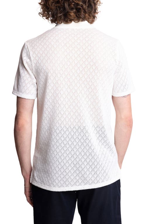 Paisley & Gray Diamond Open Knit Polo In White