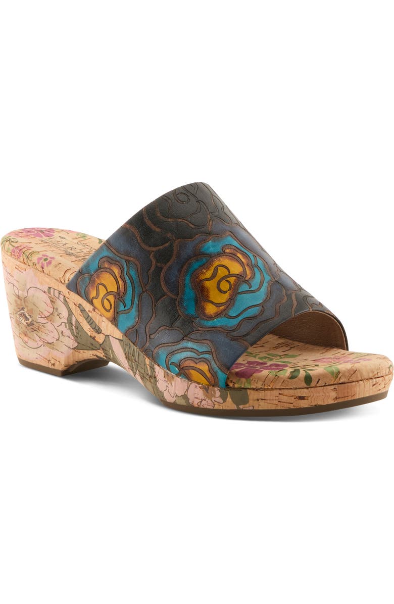 L'Artiste by Spring Step Niceneasy Platform Slide Sandal, Main, color, Black Multi