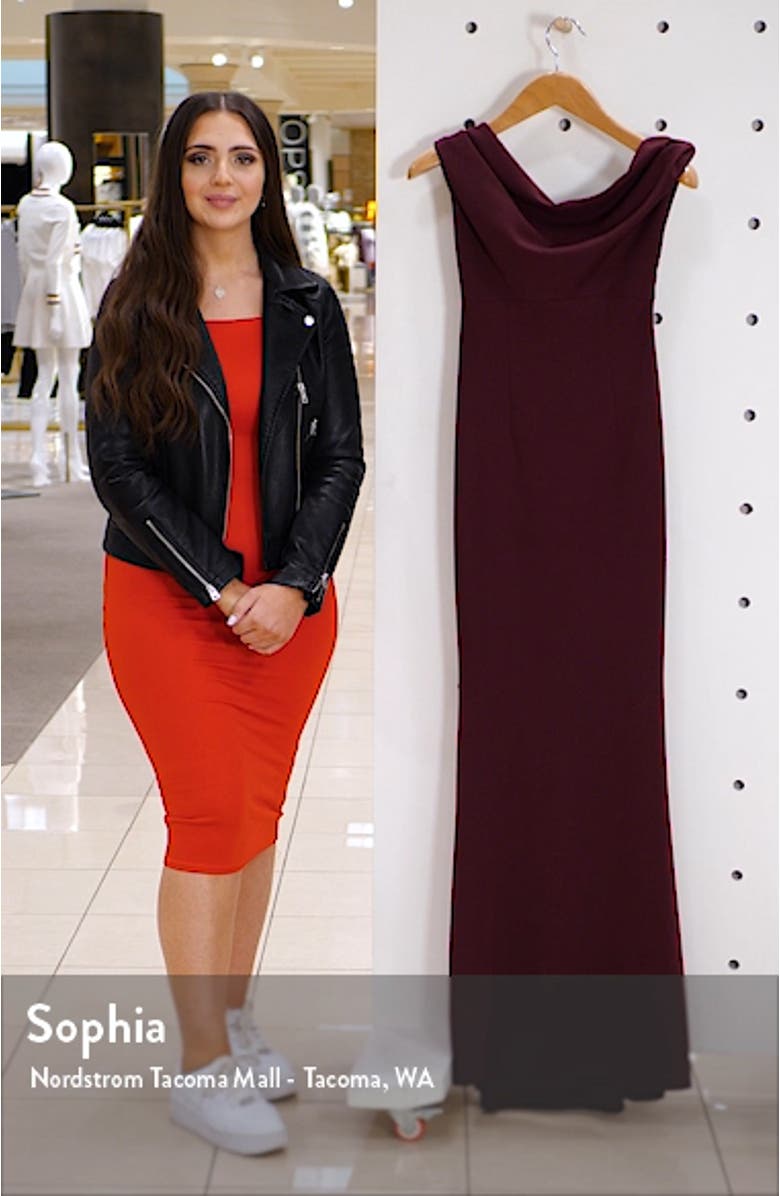 Hannah Off the Shoulder Crepe Trumpet Gown, sales video thumbnail