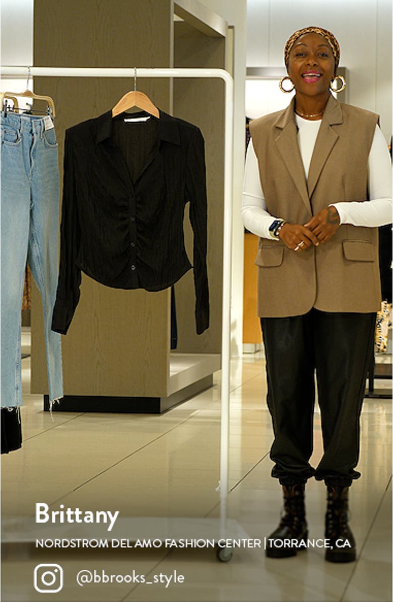 Textured Ruched Button-Up Shirt, sales video thumbnail