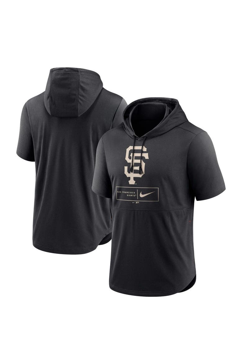 Men's Nike Black San Francisco Giants Logo Lockup Performance Short-Sleeved Pullover Hoodie, Alternate, color, Black