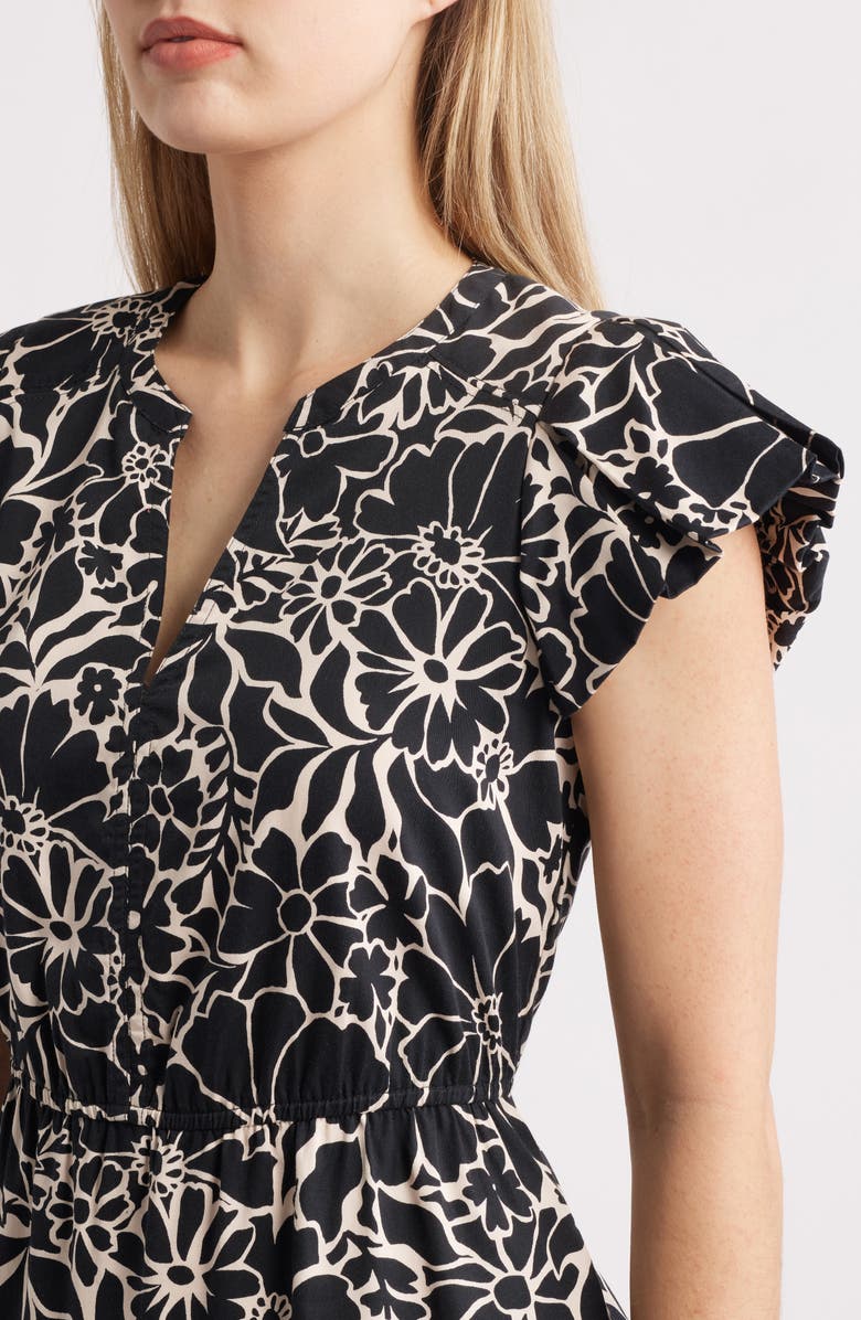 Wit & Wisdom Floral Cotton Blend Dress, Alternate, color, Black Off White