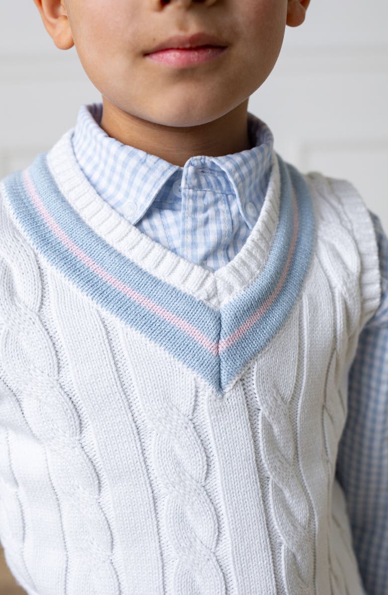 Hope & Henry Boys' Organic Cricket Sweater Vest, Kids, Alternate, color, White With Blue And Pink