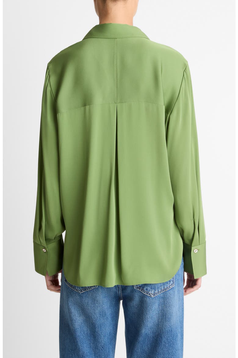 Stretch Silk Button-Up Shirt, Alternate, color, CLOVER
