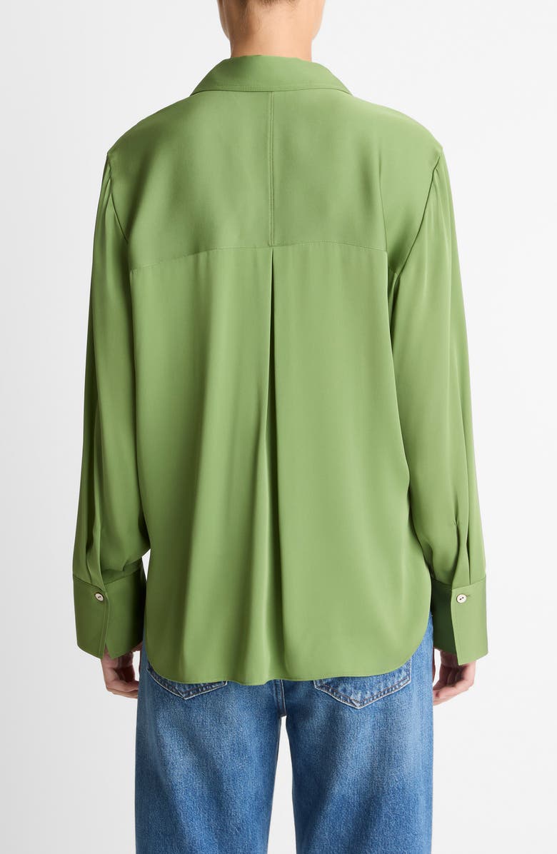 Vince Stretch Silk Button-Up Shirt, Alternate, color, Clover