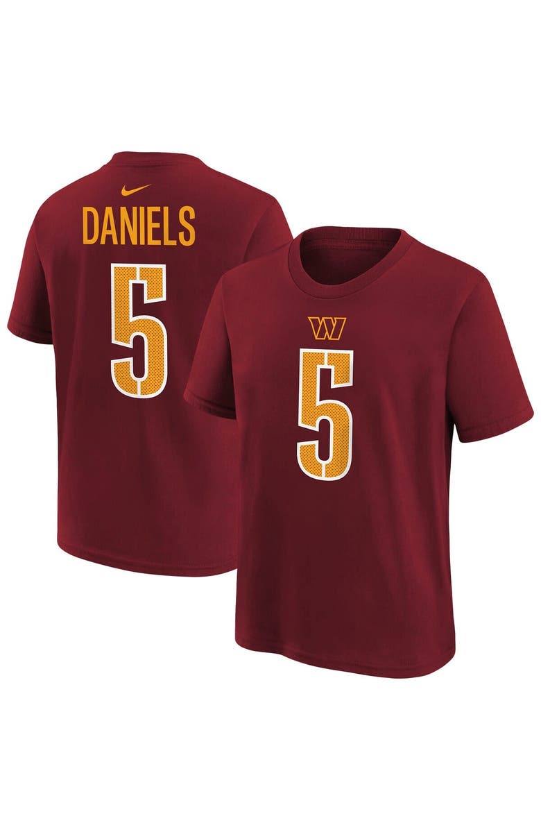 Nike Preschool Nike Jayden Daniels Burgundy Washington Commanders Player Name & Number T-Shirt, Main, color, Burgundy