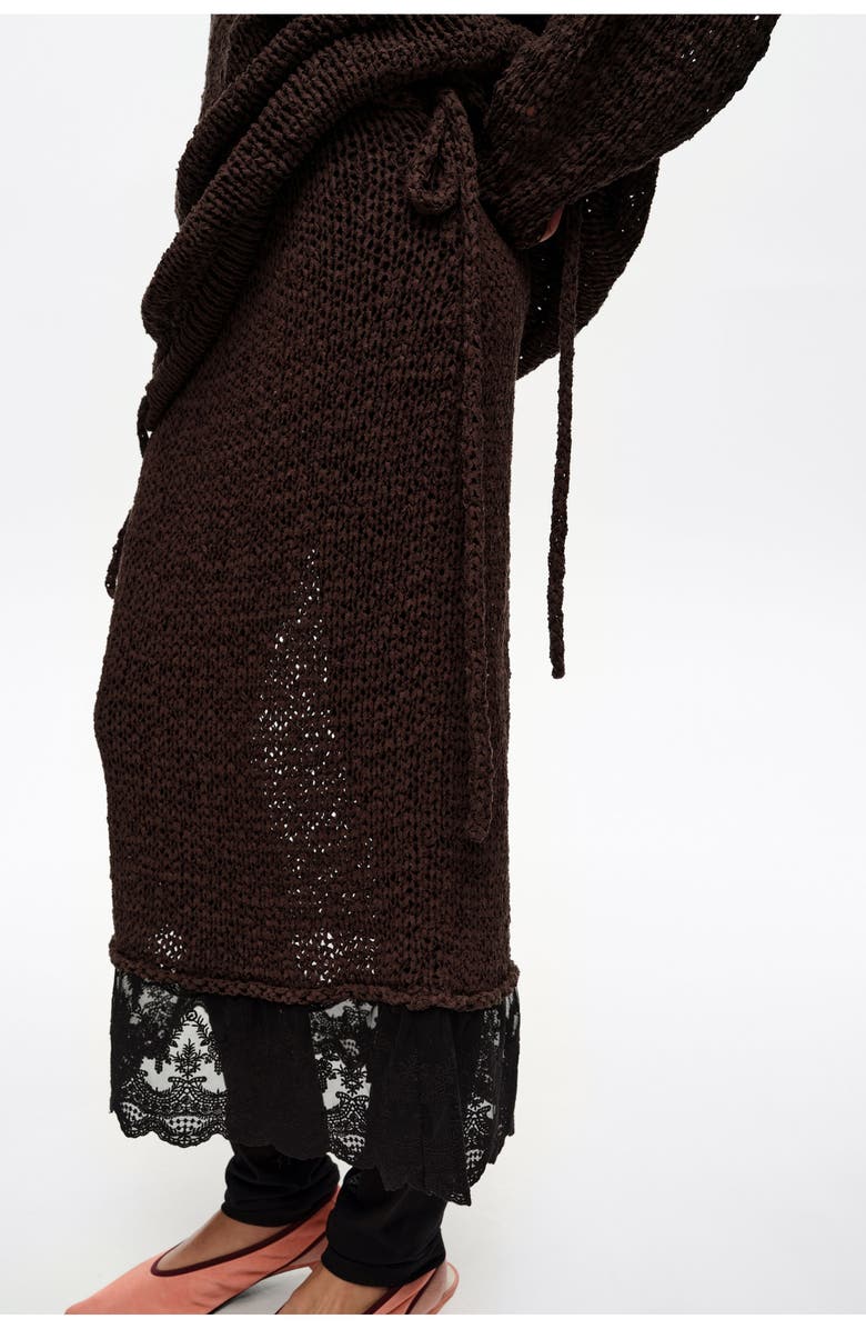 Bimba y Lola Lace Knit Skirt, Alternate, color, Dark Brown