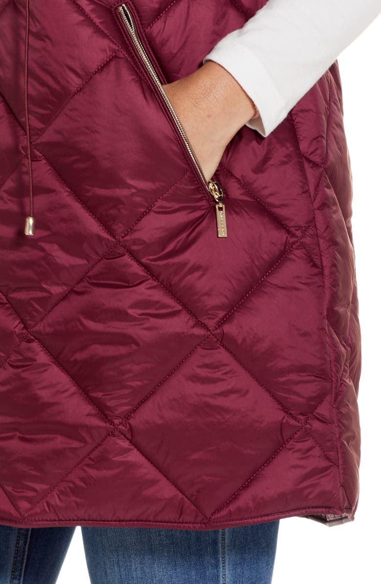 Gallery Diamond Quilted Puffer Vest, Alternate, color, Burgundy