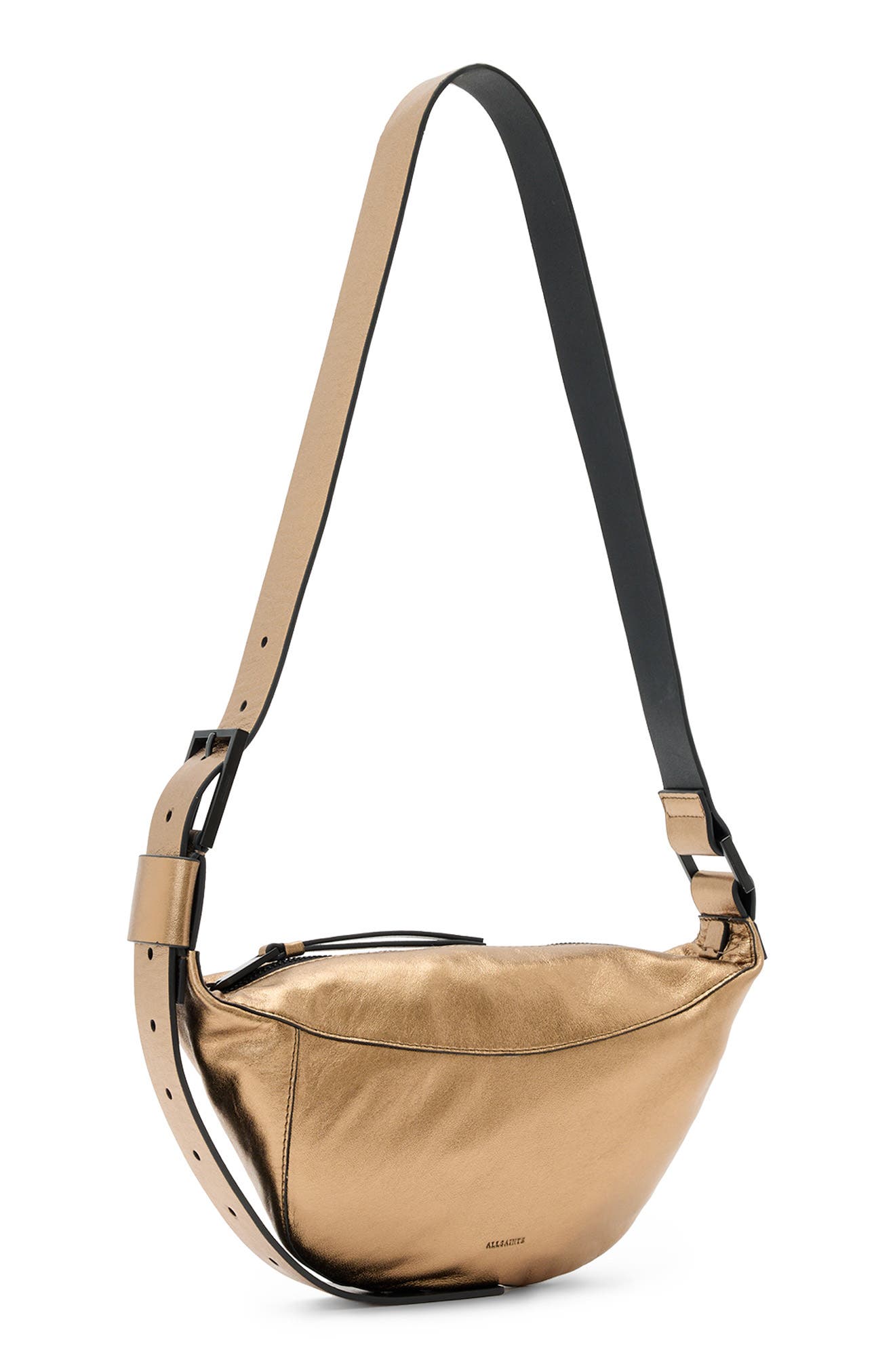 AllSaints Luna Metallic Leather Crossbody Bag, Alternate, color, 