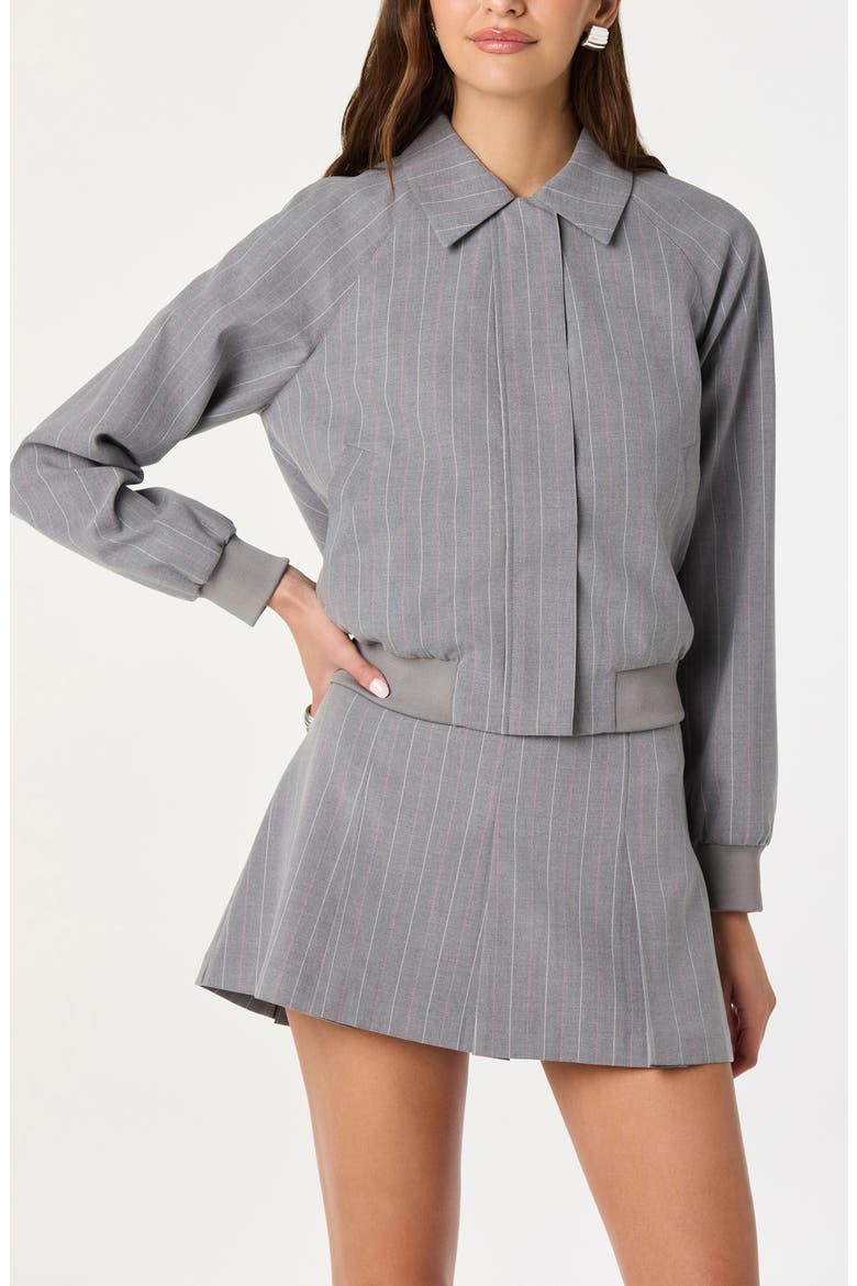 Pinstripe Flight Jacket, Main, color, GREY STRIP