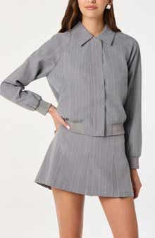 ASTR the Label Pinstripe Flight Jacket