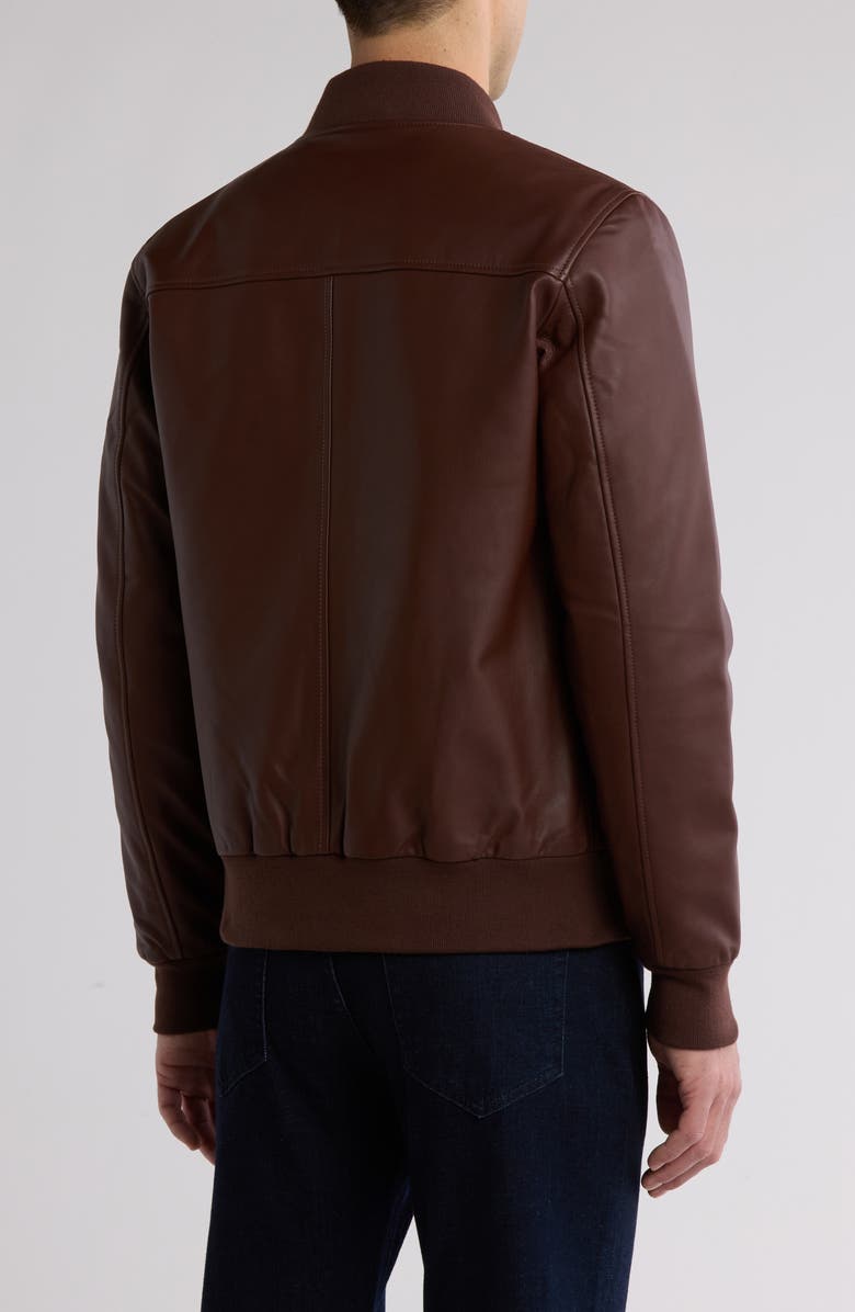 Slate & Stone Padded Leather Bomber Jacket, Alternate, color, Cognac Brown