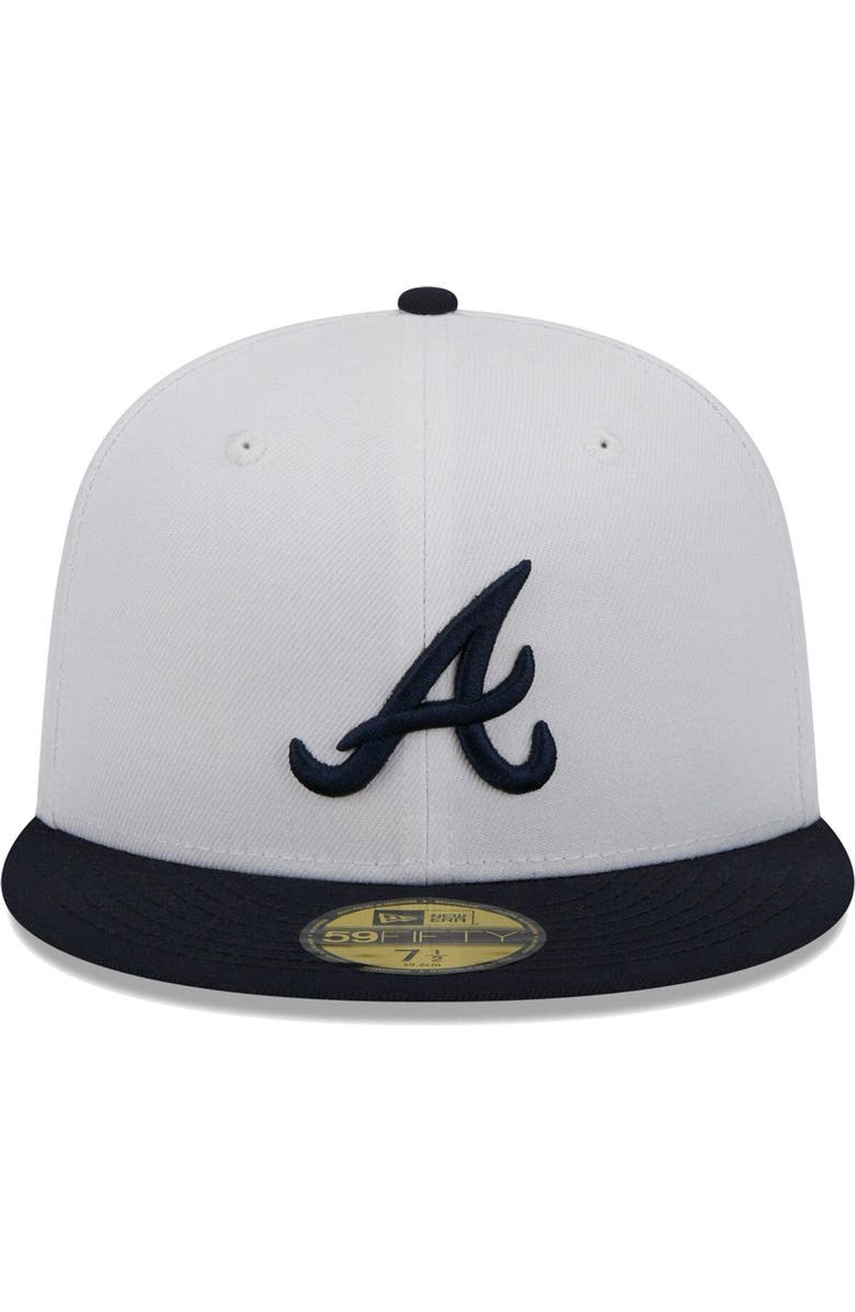 New Era Men's New Era White/Navy Atlanta Braves Optic 59FIFTY Fitted Hat, Alternate, color, 