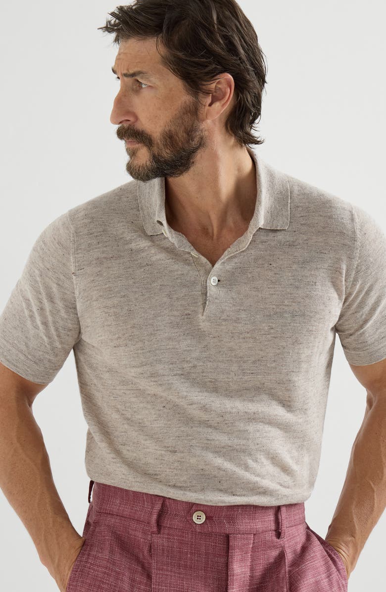 Brunello Cucinelli Polo-style sweater, Alternate, color, Sand