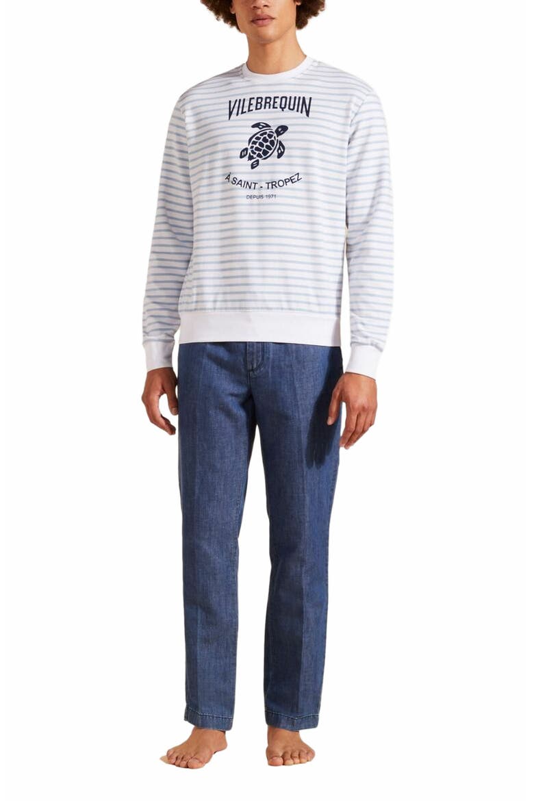 Men's Cotton Striped Crewneck Sweatshirt, Main, color, DIVIN