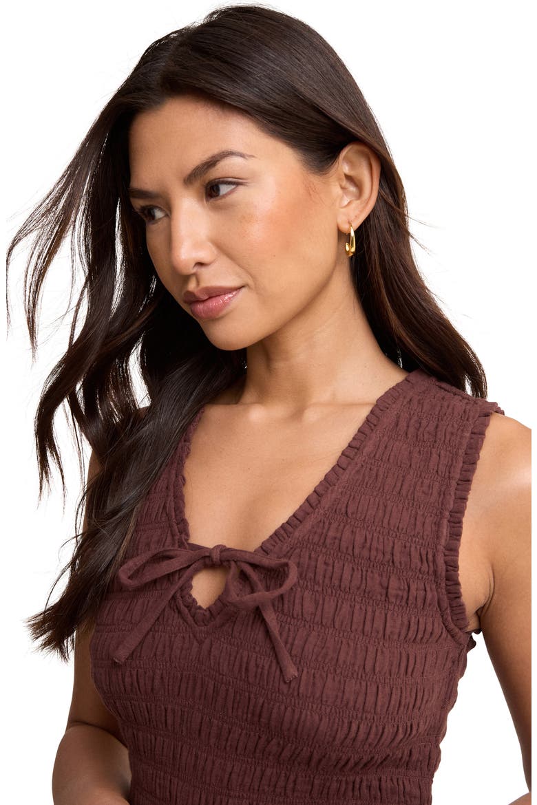 Jayda Smocked Wide Leg Jumpsuit, Alternate, color, BROWN