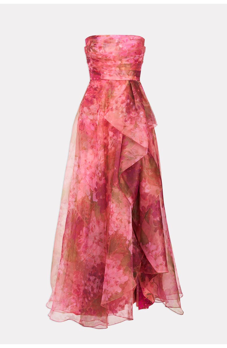 Theia Fahreta Strapless Organza Gown, Alternate, color, Printed Wisteria