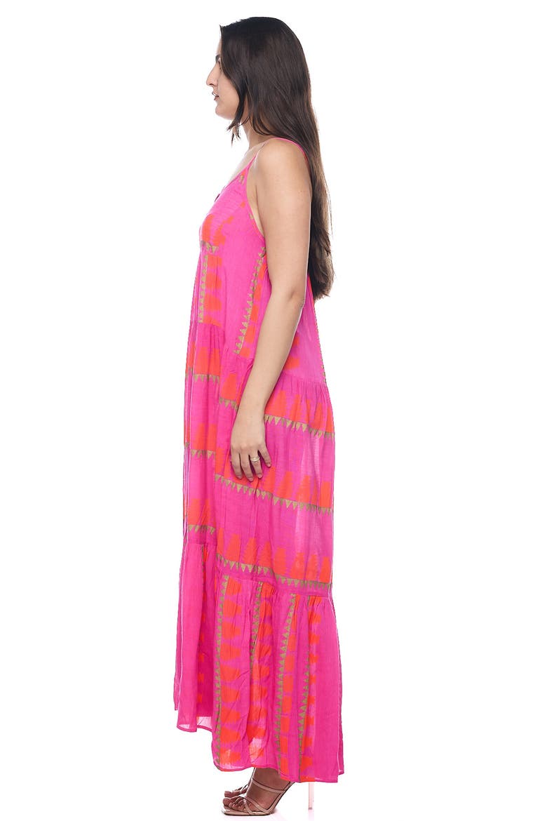 Button Half Placket Maxi Sundress, Alternate, color, HOT PINK
