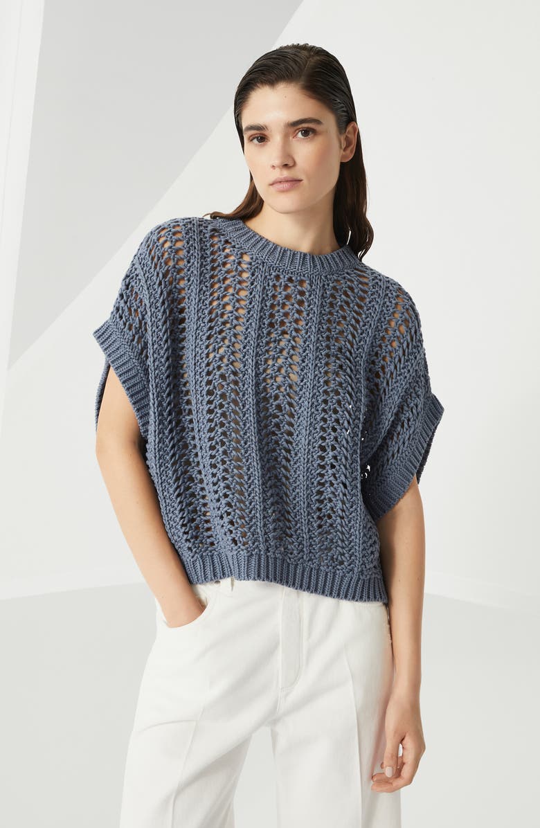 Brunello Cucinelli Ribbed Net sweater, Alternate, color, 