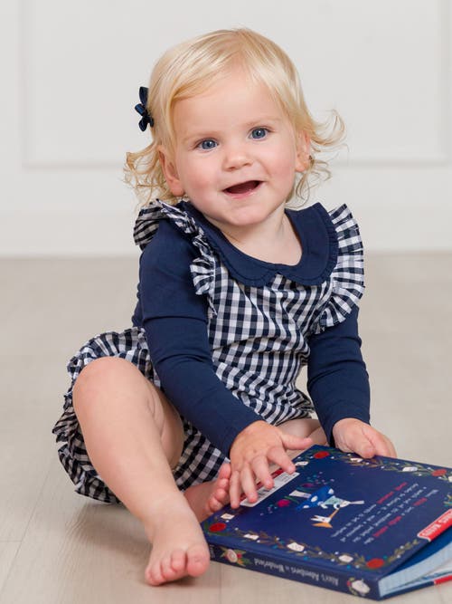 Rufflebutts Flutter Overall Romper In Blue