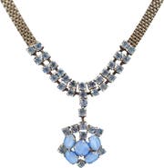 MADISON BEVERLY HILLS Vintage 1940/50s Blue Glass Stone Silver Mesh Necklace
