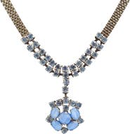 MADISON BEVERLY HILLS Vintage 1940/50s Blue Glass Stone Silver Mesh Necklace