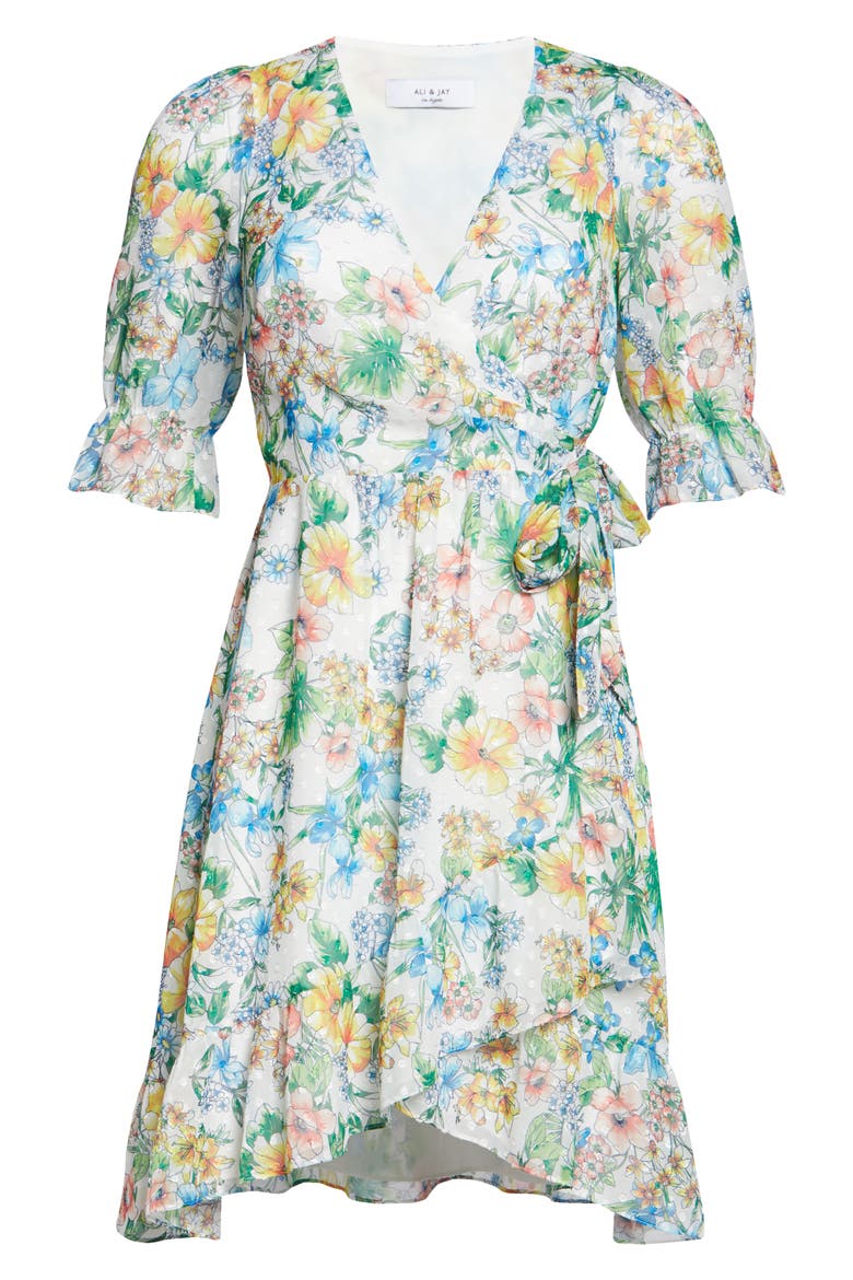 Garden Strolls Wrap Dress, Alternate, color, BOTANICAL FLORAL