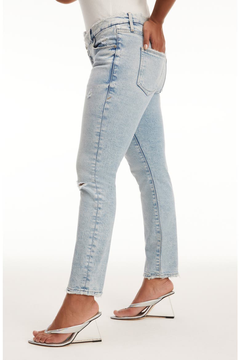 Good Classic Crossover Waist Straight Leg Jeans, Alternate, color, BLUE