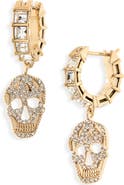 McQueen Pavé Skull Hoop Drop Earrings