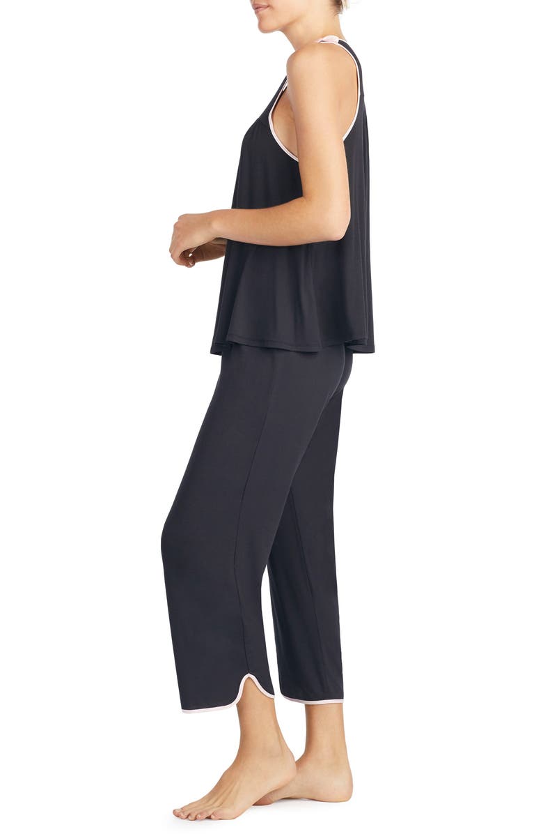 Kate Spade New York crop jersey pajamas, Alternate, color, Black