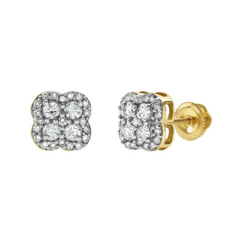 Clover 14K Gold Diamond Stud Earrings - 0.5ct.
