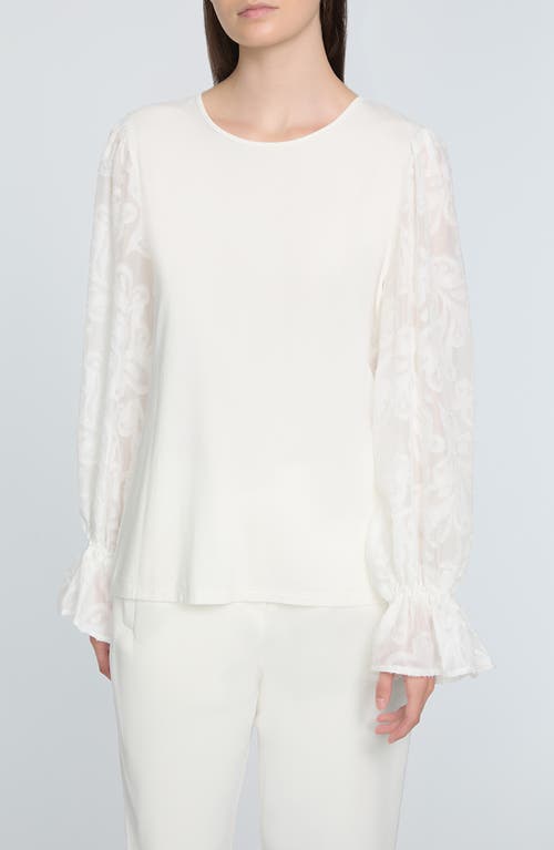 Shop Elie Tahari The Mavea Mixed Media Top In Sky White
