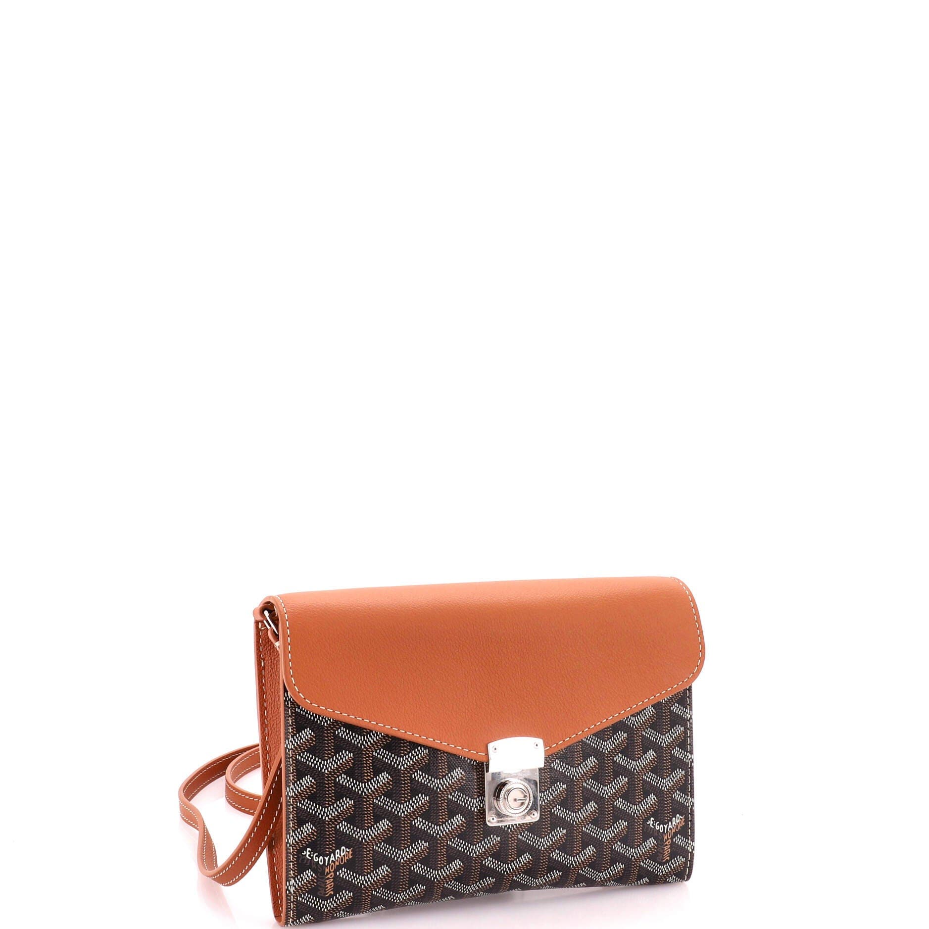 Chypre Wallet on Strap Coated Canvas with Leather, Alternate, color, Brown