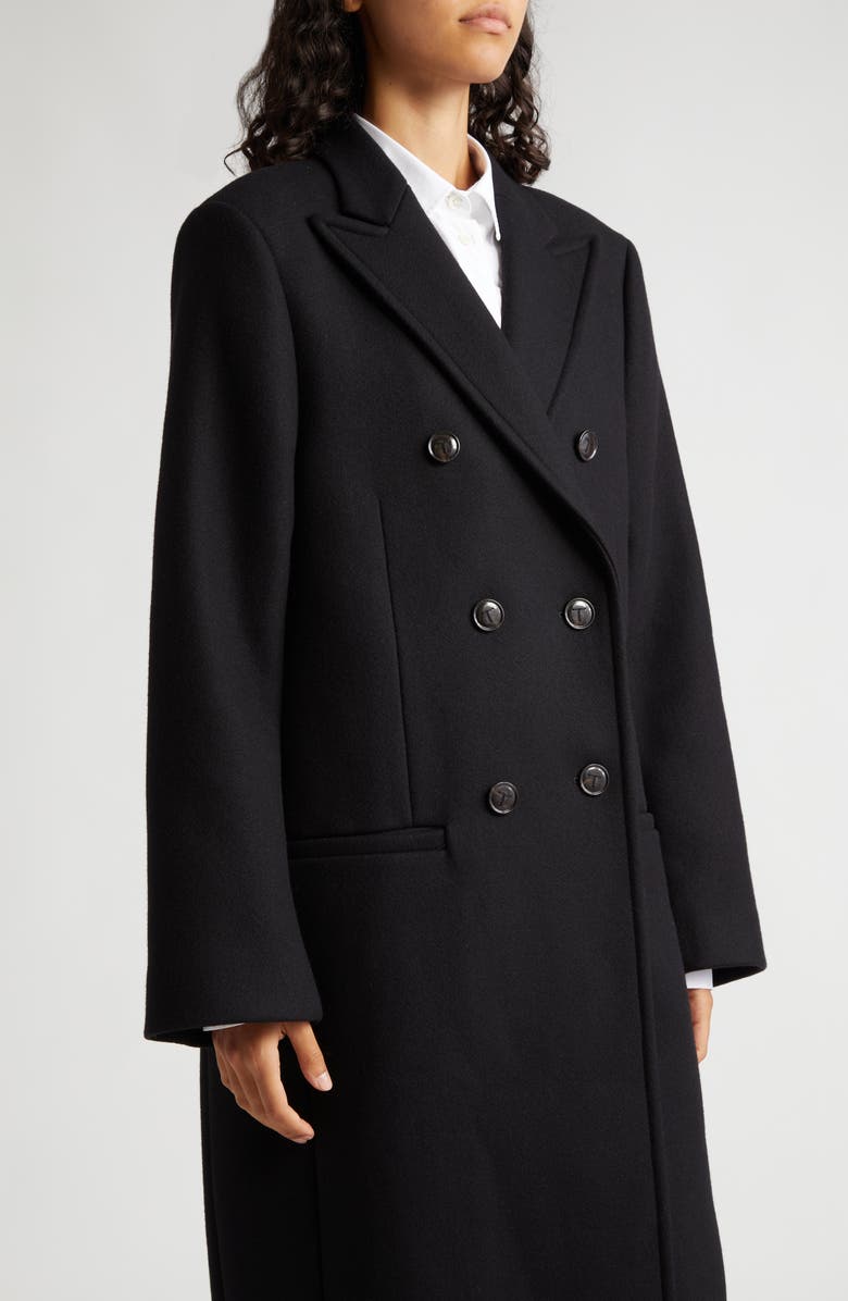 TOTEME Double Breasted Melton Wool Overcoat, Alternate, color,