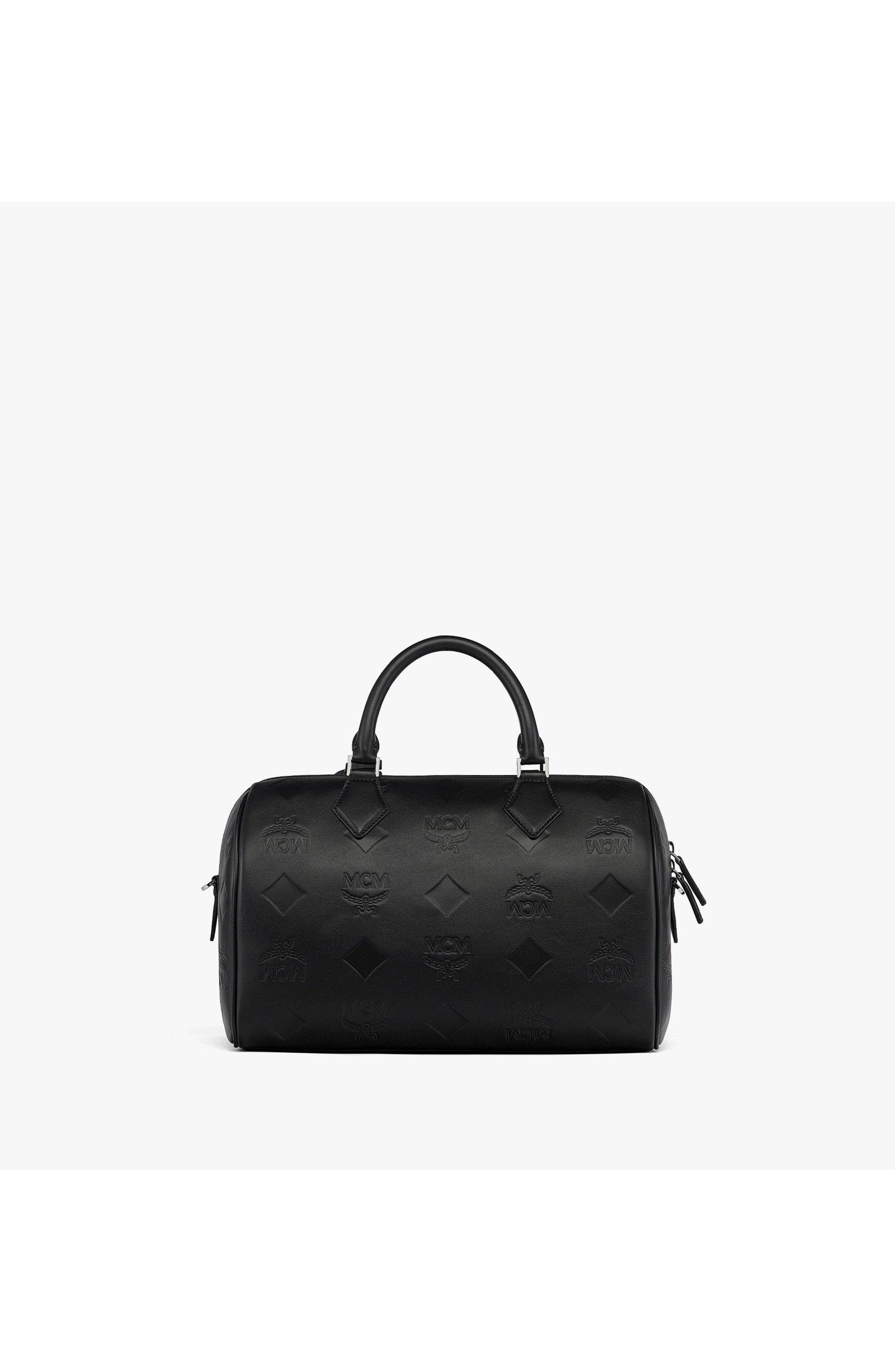 Ella Boston Bag in Maxi Monogram Leather, Alternate, color, Black