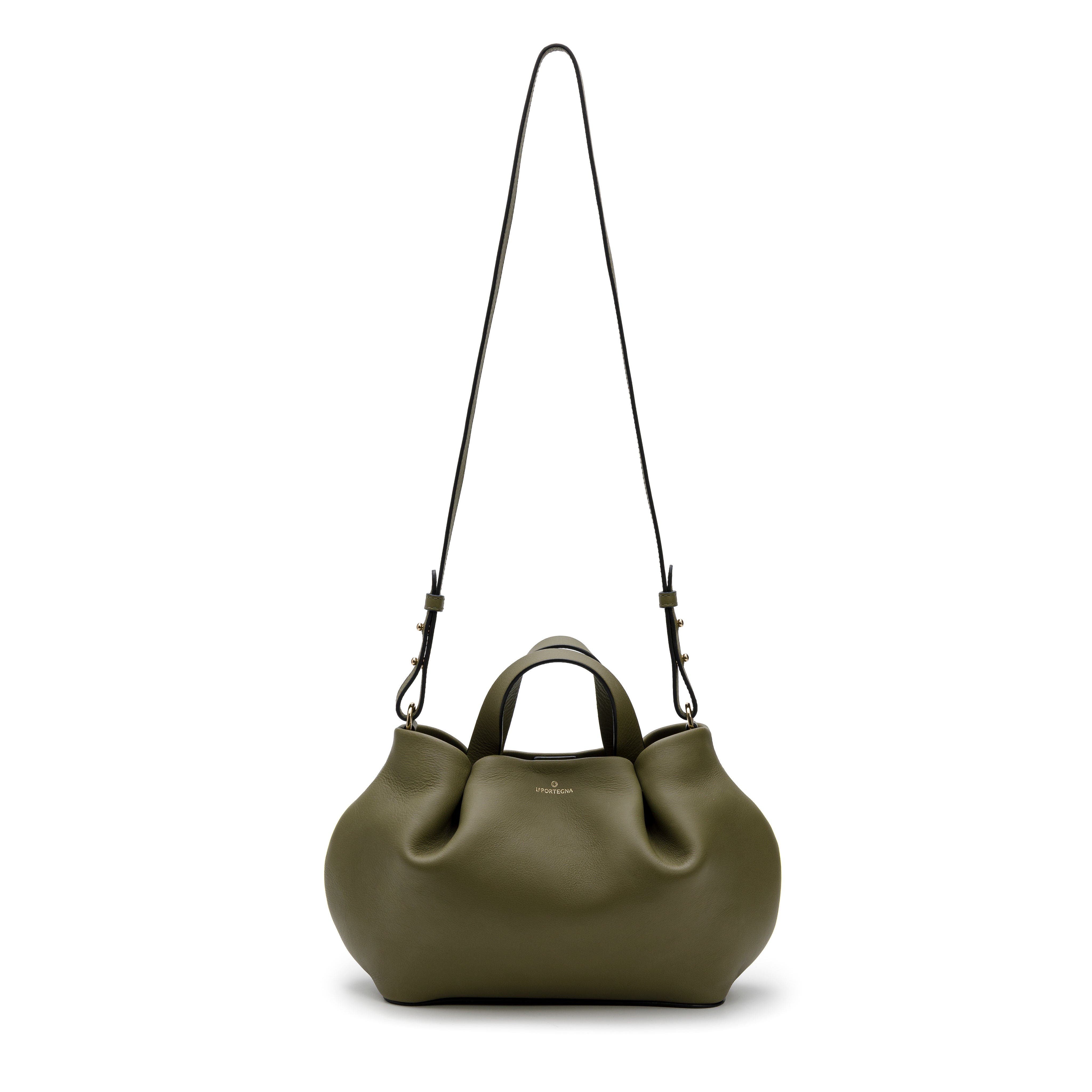 Isabela Shoulder Bag Sculpted From Full Grain Leather, Alternate, color, Khaki