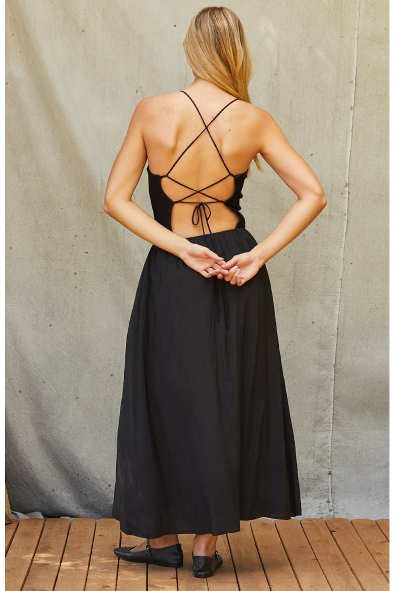 Mixed Media Maxi Dress, Alternate, color, Black