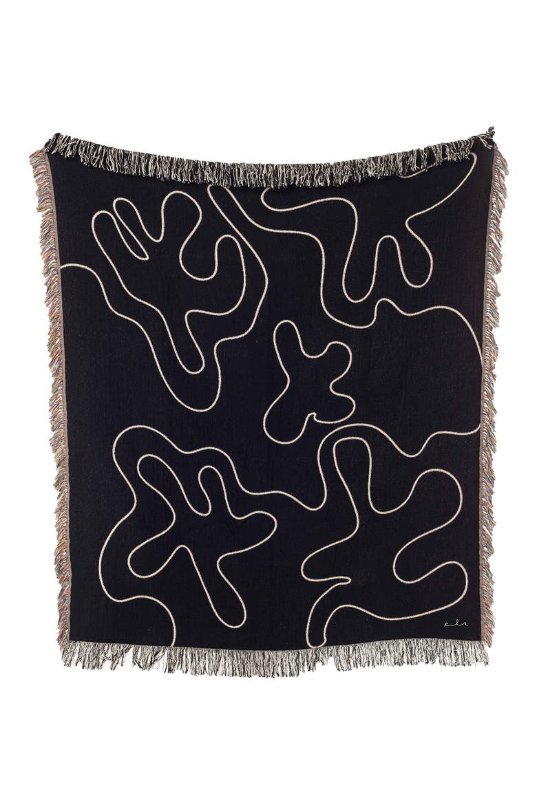 Dancing Shapes Throw Blanket, Main, color, BLACK AND WHITE