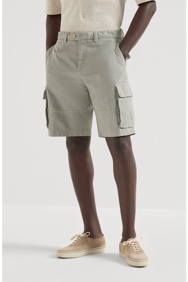 Gabardine Bermuda shorts, Main, color, Khaki