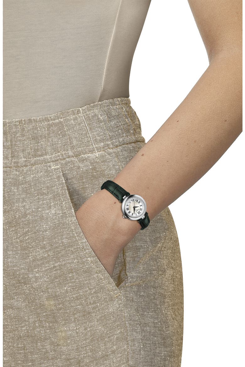 Bellissima Leather Strap Watch, 26mm, Alternate, color, GREEN