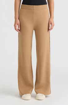 Wide Leg Embroidered Knit Pants
