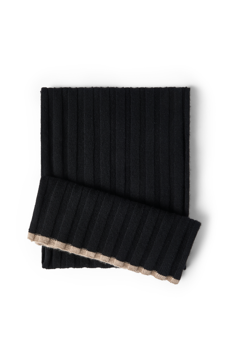 Cashmere rib knit scarf, Main, color, Black