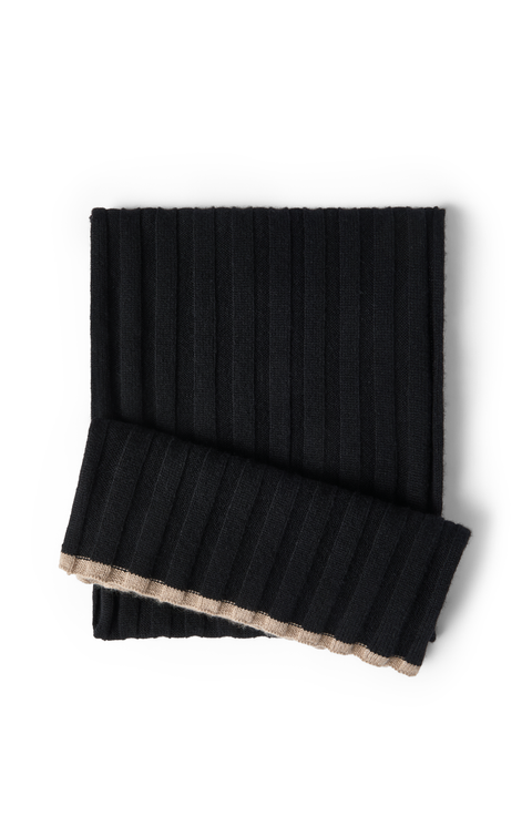 Cashmere rib knit scarf