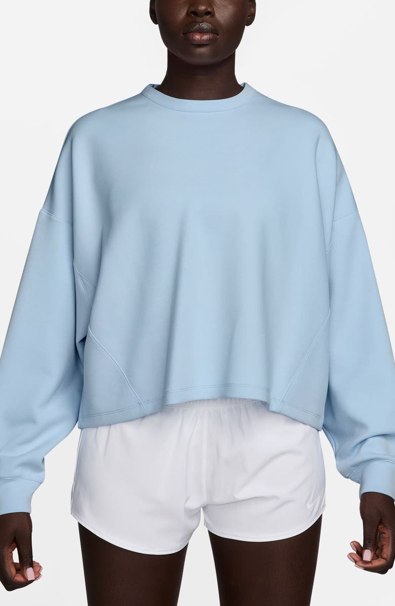 Nike ImpossiblySoft Dri-FIT Oversize Sweatshirt, Main, color, Coastal Blue
